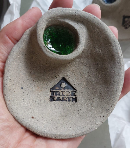 2025 handmade ceramic burner - clay green crystal