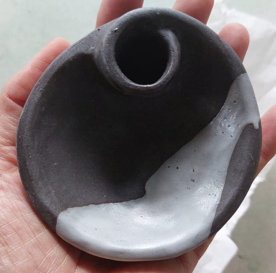 2025 handmade ceramic burner - Black matt white stripe
