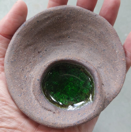 Rustic Clay Green Crystal burner