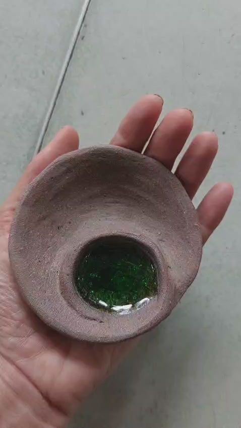 Rustic Clay Green Crystal burner